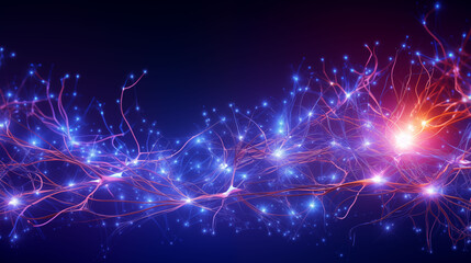 Obraz premium network lines glowing, digital brain made of light and connections