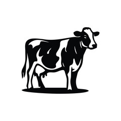 standing black and white cow silhouette icon