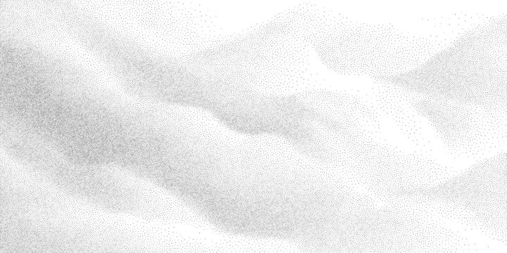Soft grain texture with flowing stipple pattern and subtle halftone dots. Abstract monochrome gradient surface for collage and poster design. Vector illustration