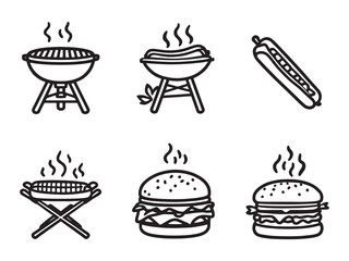Barbecue Skewers Simple Line Icons