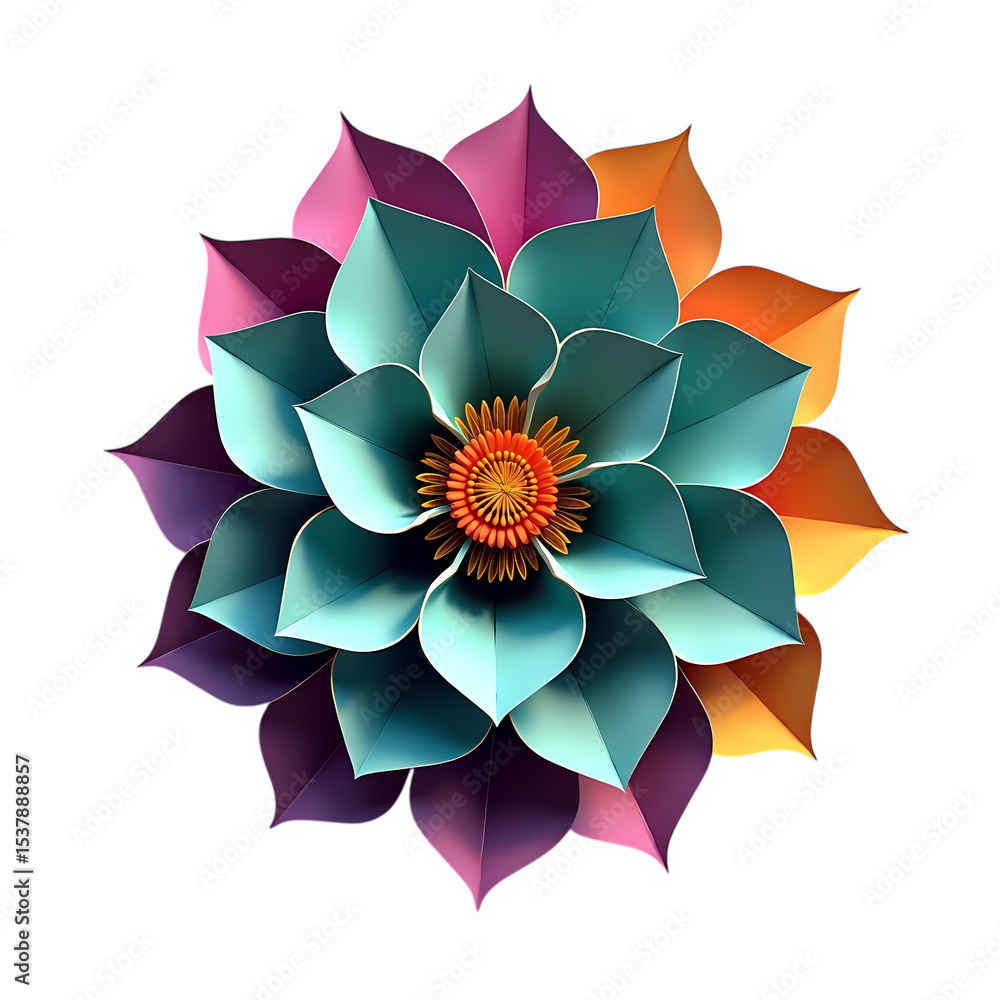 Poster a colorful flower with many petals view isolated on transparent background