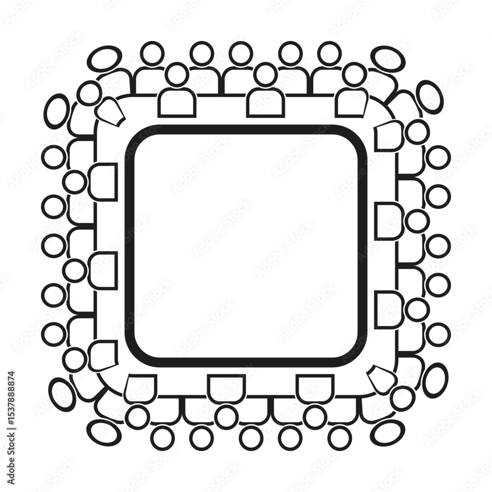 Poster group square icon. people frame figure. community layout vector. symmetric border shape.
