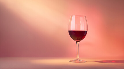 Red Wine Glass on Pink Gradient Background
