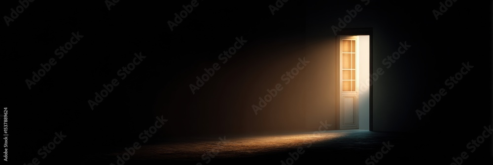 Aufkleber Symbolic Closed Window Radiating Soft Glow Signifying Hope and Warmth in a Darkened Space During Evening Hours
