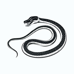 Obraz premium Black Mamba line drawing featuring smooth sketch-style strokes in a refined black and white vector design.
