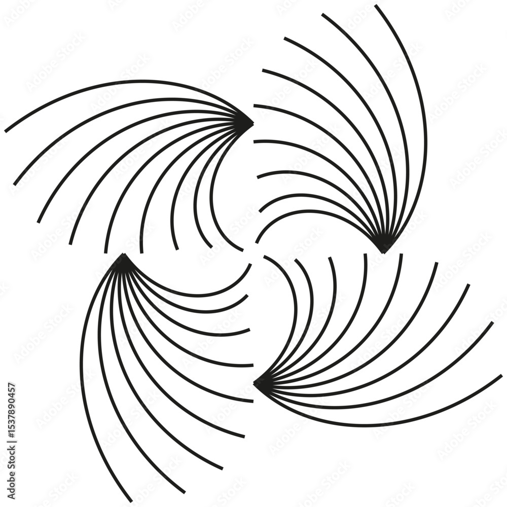 Aufkleber spiral swirl line pattern. abstract curved design. vector flowing motion. black white geometry.