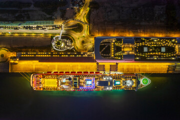 Aerial View of Kai Tak Cruise terminal at Night, Hong Kong