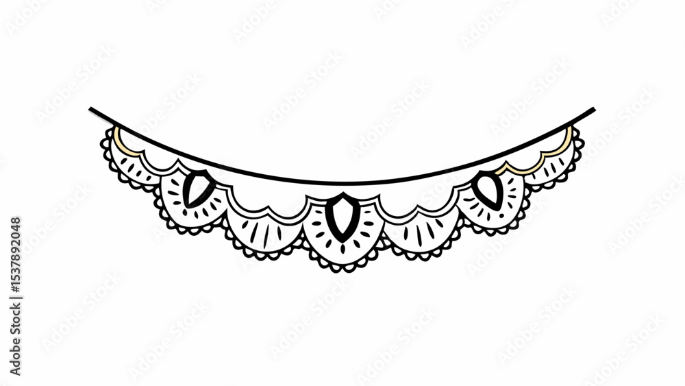 Poster decorative garland with scalloped edges and teardrop accents hanging from a curved line created with