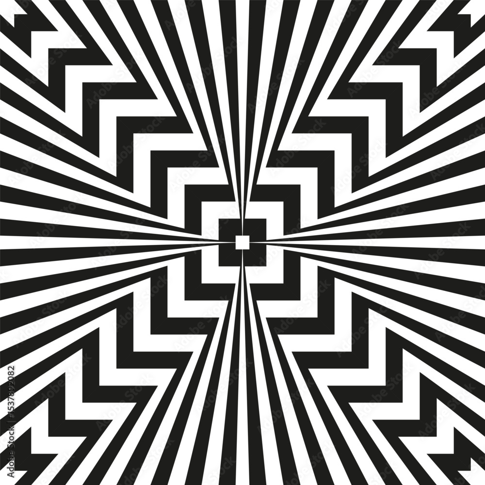 Aufkleber optical illusion pattern. abstract symmetrical design. vector intricate lines. concentric geometric 