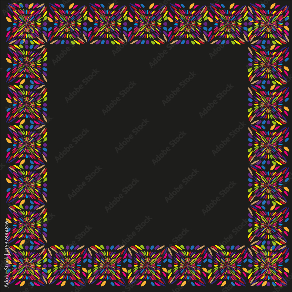 Poster decorative square frame. colorful border pattern. vector seamless edge. abstract ornament shape.
