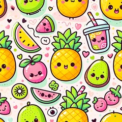 Cute Kawaii Fruit Pattern Summer Delight