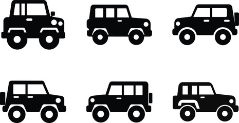 Vehicle set with car, truck, and cartoon illustrations for transport and delivery design