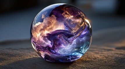 Mystical Glass Orb with Swirling Colors