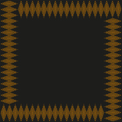Geometric triangle frame. Sharp border pattern. Golden black contrast. Vector ornamental edge.