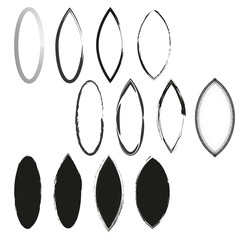 Oval shapes icon. Black and white outlines. Vector geometric figures. Minimal sketch symbols.
