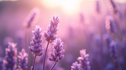 Lavender Flowers in Full Bloom with a Dreamy Background