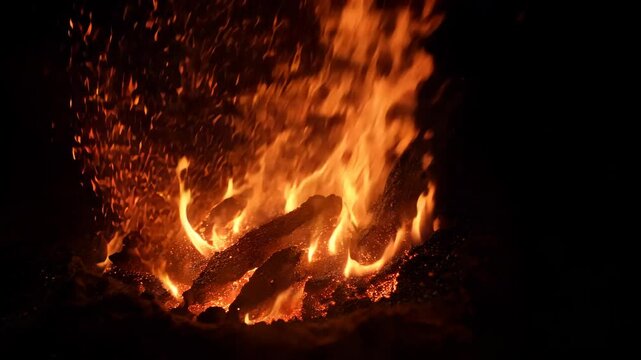 Close up of a campfire