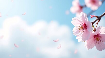 Pink Blossoms Swaying in the Wind Against a Clear Blue Sky