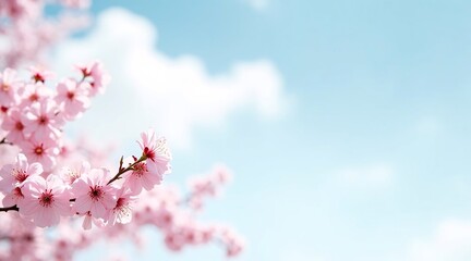 Pink Blossoms in Full Bloom Against a Bright Blue Sky