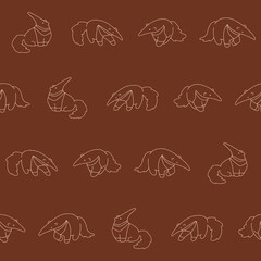 Outline Vector Anteater Pattern Illustration Seamless for Wallpaper Background Cover Packaging