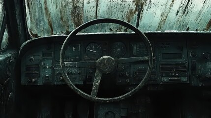 Rusty Vehicle Interior: Dashboard Details