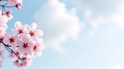 Cherry Blossoms Swaying in the Wind Against a Clear Blue Sky