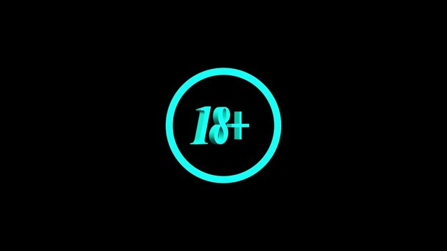 18+ not allowed icon. No under 18 sign icon animation.18+ not allowed icon. No under 18 sign icon animation. 4k video animation ,