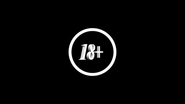 18+ not allowed icon. No under 18 sign icon animation.18+ not allowed icon. No under 18 sign icon animation. 4k video animation ,