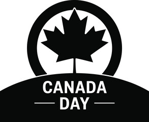 Happy canada day maple leaf silhouette vector