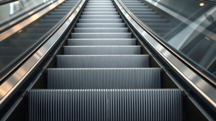 Modern empty escalator going up in a public building