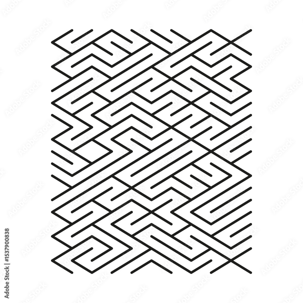 Poster narrow maze lines. vector complex structure. abstract path symbol. puzzle grid shape
