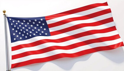 American Flag Waving Proudly Against a Bright White Background