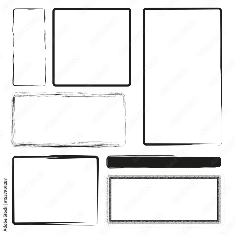 Poster rough frame icon. grunge vector border. abstract square shape. sketchy outline form.