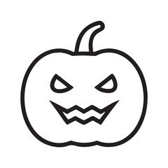 Creepy Pumpkin Face Silhouette Halloween Design. Silhouettes of a pumpkin faces,, spooky expression, designed for Halloween. Faces feature classic carvings like jagged mouths 