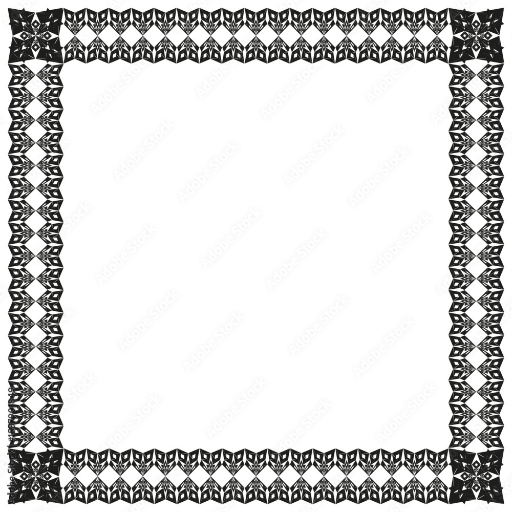 Poster sphere chain frame. grey vector border. simple dot square. clean geometric edge.