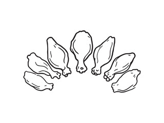 Line Art Chicken Wings Vector Pack