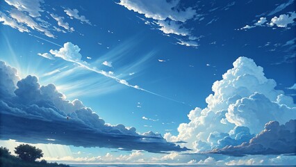 Vector illustration of a beautiful winter landscape with snow-covered mountains and a clear blue sky