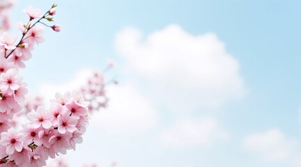 Pink Blossoms in Full Bloom Against a Bright Blue Sky