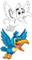 Colorful Cartoon Hornbill Illustration with Expressive Features