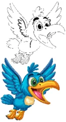 Fototapete Colorful Cartoon Hornbill Illustration with Expressive Features © GraphicsRF