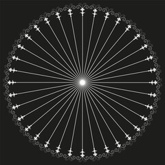 Monochrome spiral icon. figure vector. Grayscale unity form. Circular team layout.