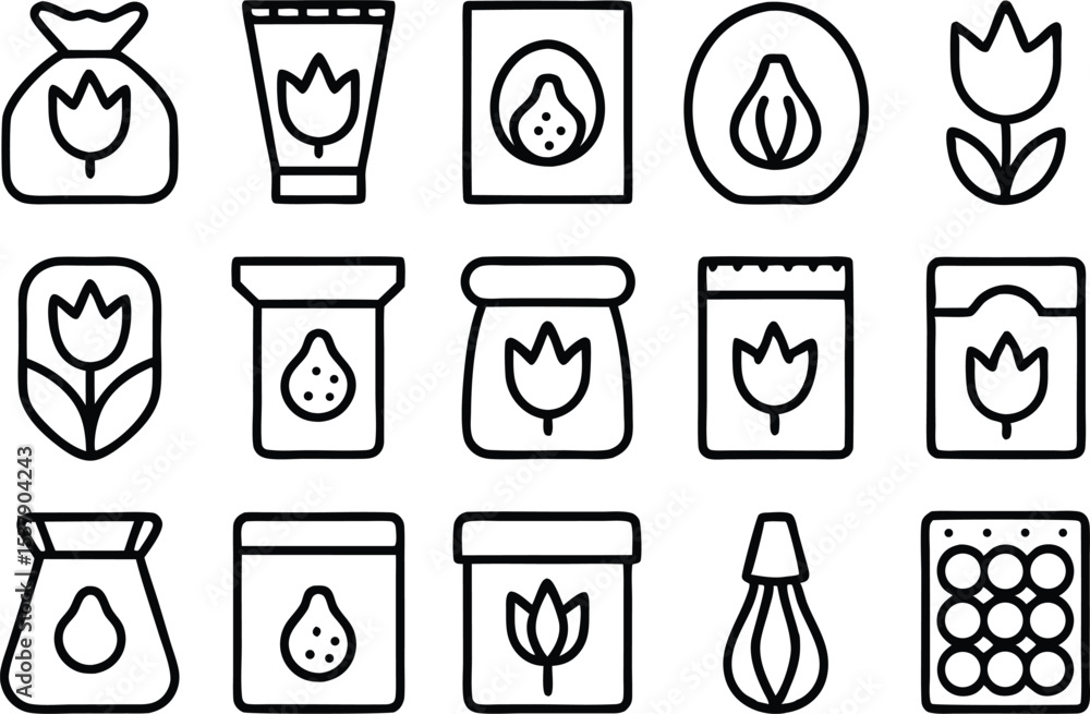 Poster a single outline icon of a tulip bulb high quality design for websites and applications