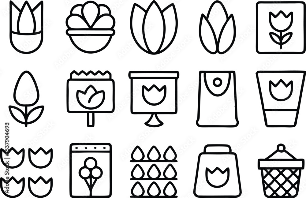 Poster outline icon set of tulip bulbs a single high resolution design featuring multiple tulip bulb icons 