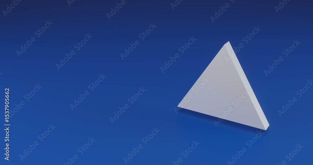 Aufkleber isolated realistic white triangle symbol with shadow. located on the right side of the scene. 3d ill