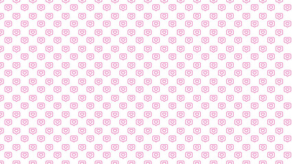 Pattern of pink heart icons inside speech bubbles on a white background consistently repeated design