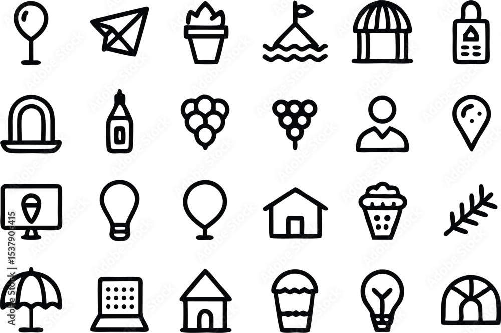 Poster a single outline vineyard icon design featuring multiple color options in a set