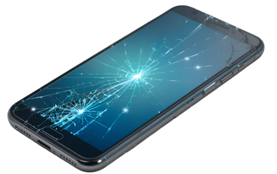 broken screen of mobile - Powered by Adobe