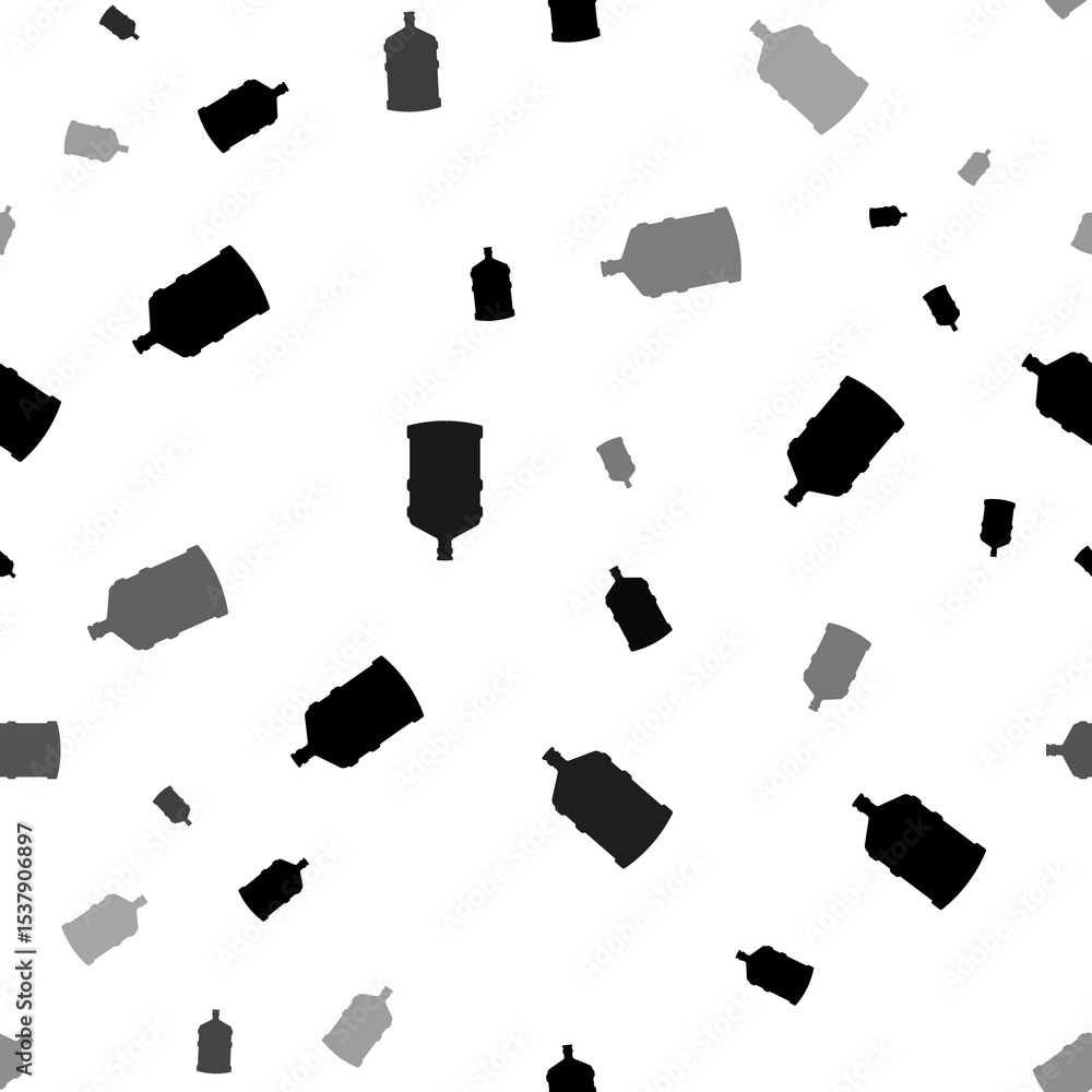Poster seamless vector pattern with a large bottle of water symbols, creating a creative monochrome backgro