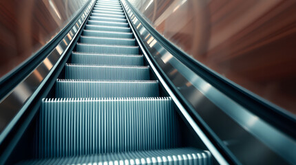 Obraz premium Empty escalator going up in a modern building