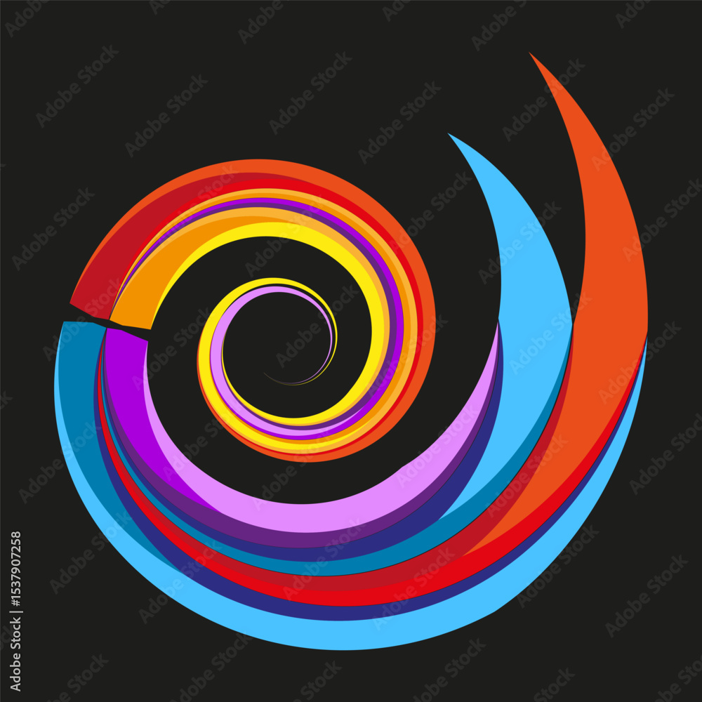 Poster color swirl icon. twisted spiral shape. vivid motion circle. vector dynamic pattern.